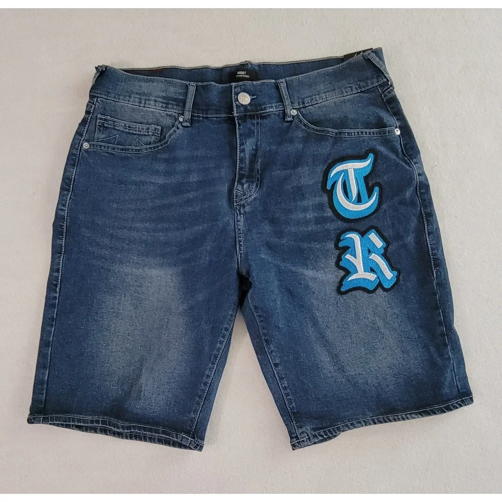 TRUE RELIGION Men's Blue Medium Wash Denim Shorts Relaxed Baggy Size W38 NWT